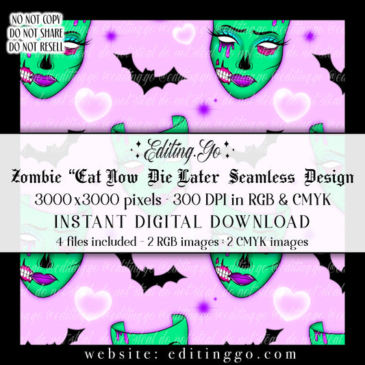 Eat Now Die Later Zombie Popart